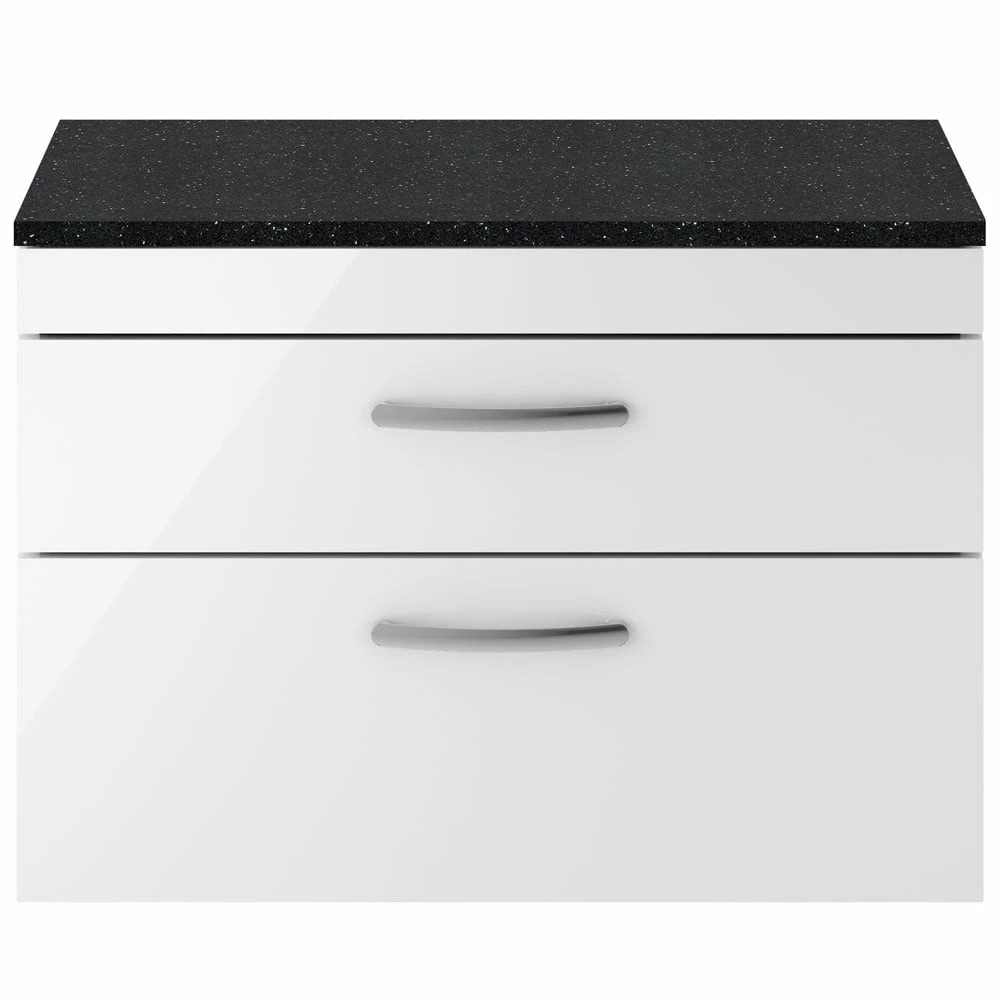 Nuie Athena Gloss White 800mm Wall Hung Vanity With Black Worktop ATH069LSB 3 Nuie Athena Gloss White 800mm Wall Hung Vanity With Black Worktop ATH069LSB