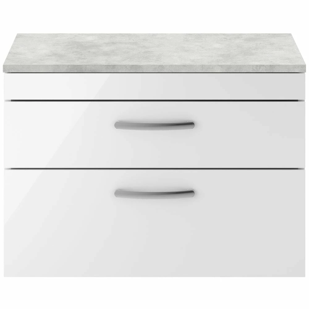 Nuie Athena Gloss White 800mm Wall Hung Vanity With Grey Worktop ATH069LBG 3 Nuie Athena Gloss White 800mm Wall Hung Vanity With Grey Worktop ATH069LBG