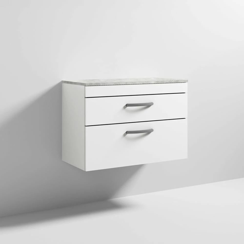 Nuie Athena Gloss White 800mm Wall Hung Vanity With Grey Worktop ATH069LBG 4 Nuie Athena Gloss White 800mm Wall Hung Vanity With Grey Worktop ATH069LBG - Image 2