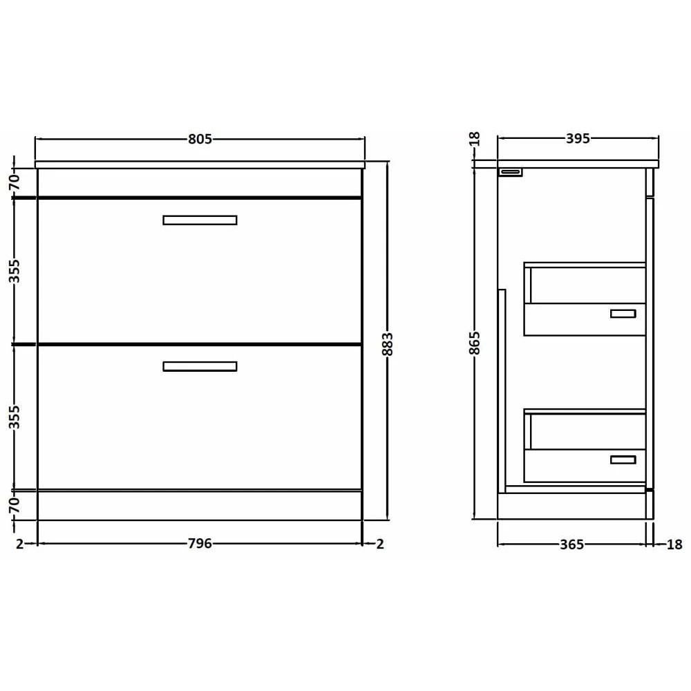 Nuie Athena Gloss White Floor Standing 800mm Cabinet & Worktop - ATH055W 7 Nuie Athena Gloss White Floor Standing 800mm Cabinet & Worktop - ATH055W - Image 5