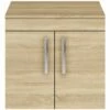 Nuie Athena Natural Oak 600mm Wall Hung 2 Door Vanity Unit & Worktop -TAPS UK Sales nuie athena natural oak 600mm wall hung 2 door vanity unit worktop p33432 162722 image