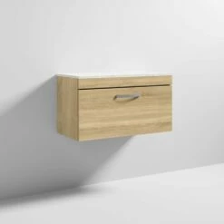 Nuie Athena Natural Oak 800mm Wall Hung Vanity With White Worktop ATH059LSW -TAPS UK Sales nuie athena natural oak 800mm wall hung vanity with white worktop ath059lsw p42402 216294 image