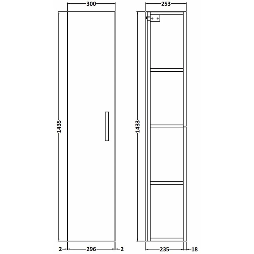 Nuie Athena Stone Grey 300mm Tall Cabinet Single Door - MOC561 5 Nuie Athena Stone Grey 300mm Tall Cabinet Single Door - MOC561 - Image 3