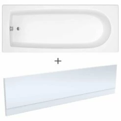 Nuie Barmby Round Single Ended Straight Bath 1800x800 & Front Panel