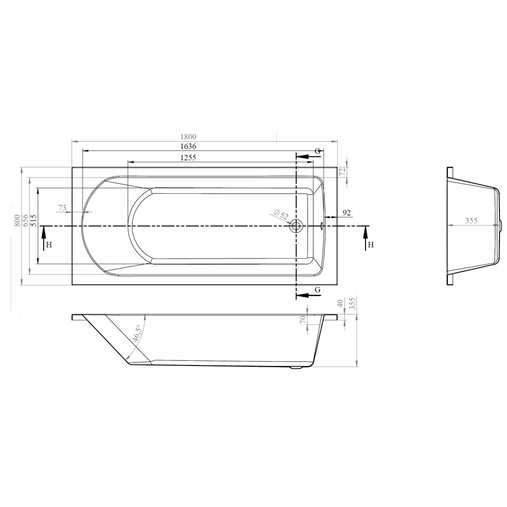 Nuie Barmby Round Single Ended Straight Bath 1800x800 & Front Panel 7 Nuie Barmby Round Single Ended Straight Bath 1800x800 & Front Panel - Image 5