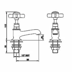 Nuie Beaumont Crosshead Basin Taps - I321XE -TAPS UK Sales nuie beaumont crosshead basin taps i321xe p29060 142763 image