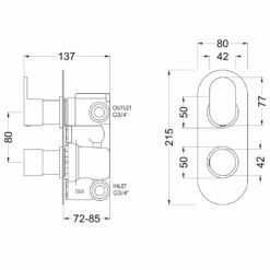 Nuie Binsey Chrome Twin Thermostatic Shower Valve With Diverter - BINTW02 -TAPS UK Sales nuie binsey chrome twin thermostatic shower valve with diverter bintw02 p40847 201455 image