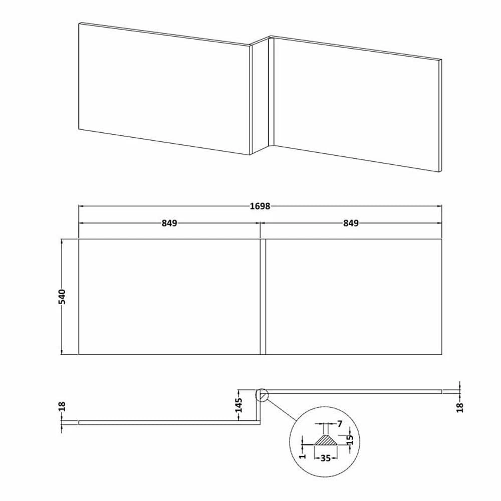 Nuie Blocks Satin Blue 1700mm Square Shower Bath Front Panel - MOF373 5 Nuie Blocks Satin Blue 1700mm Square Shower Bath Front Panel - MOF373 - Image 3