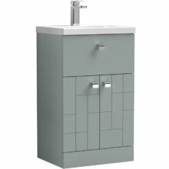 Nuie Blocks Satin Grey 500mm Floor Standing Vanity Unit & Basin 1 - BLO204A