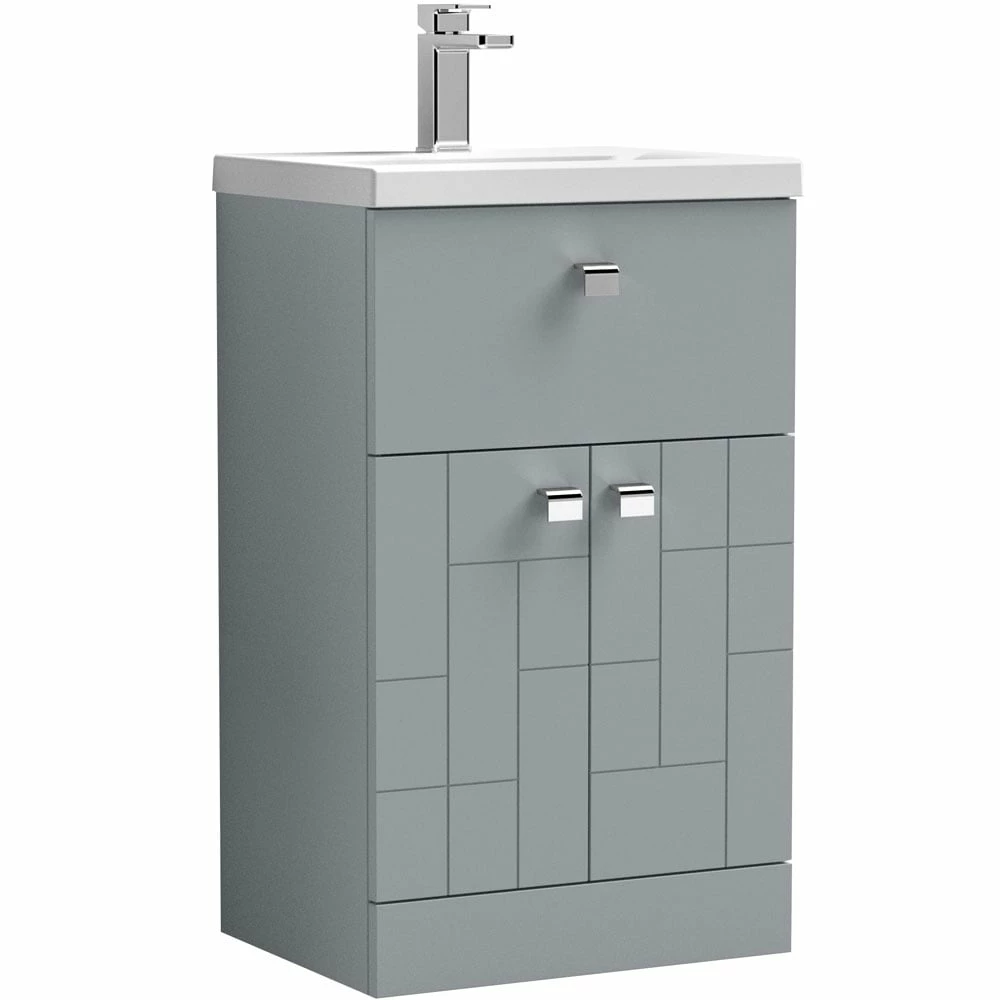 Nuie Blocks Satin Grey 500mm Floor Standing Vanity Unit & Basin 1 - BLO204A 3 Nuie Blocks Satin Grey 500mm Floor Standing Vanity Unit & Basin 1 - BLO204A