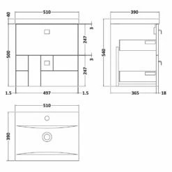Nuie Blocks Satin Grey 500mm Wall Hung 2-Drawer Vanity Unit & Basin 1 - BLO205A 7 Nuie Blocks Satin Grey 500mm Wall Hung 2-Drawer Vanity Unit & Basin 1 - BLO205A -TAPS UK Sales nuie blocks satin grey 500mm wall hung 2 drawer vanity unit basin 1 blo205a p40694 201146 image