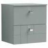 Nuie Blocks Satin Grey 500mm Wall Hung 2-Drawer Vanity Unit & Worktop - BLO205W