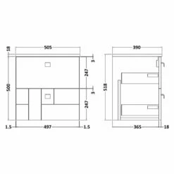 Nuie Blocks Satin Grey 500mm Wall Hung 2-Drawer Vanity Unit & Worktop - BLO205W 7 Nuie Blocks Satin Grey 500mm Wall Hung 2-Drawer Vanity Unit & Worktop - BLO205W -TAPS UK Sales nuie blocks satin grey 500mm wall hung 2 drawer vanity unit worktop blo205w p40695 201148 image