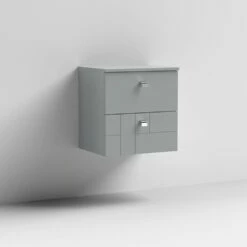 Front Page -TAPS UK Sales nuie blocks satin grey 500mm wall hung 2 drawer vanity unit worktop blo205w p40695 215463 image