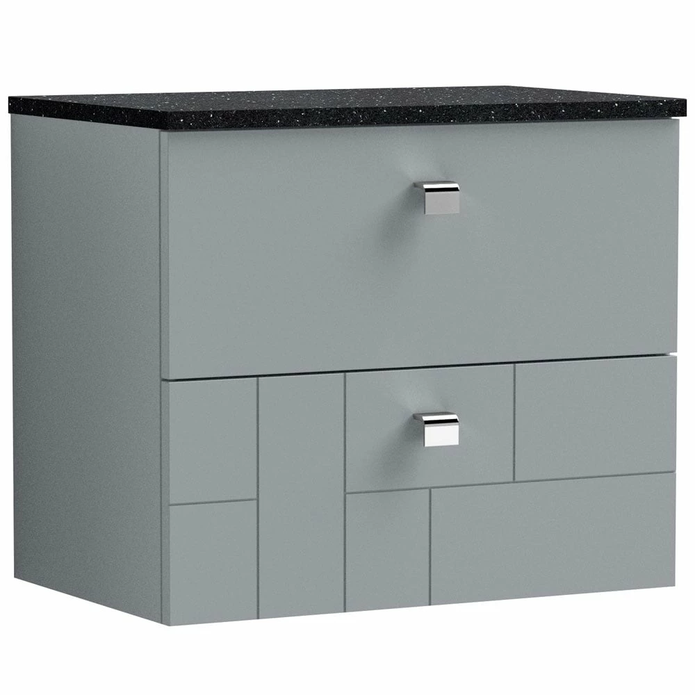 Nuie Blocks Satin Grey 600mm Wall Hung Vanity Unit & Black Worktop BLO202LSB 3 Nuie Blocks Satin Grey 600mm Wall Hung Vanity Unit & Black Worktop BLO202LSB