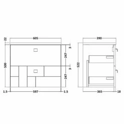 Nuie Blocks Satin Grey 600mm Wall Hung Vanity Unit & Black Worktop BLO202LSB 9 Nuie Blocks Satin Grey 600mm Wall Hung Vanity Unit & Black Worktop BLO202LSB -TAPS UK Sales nuie blocks satin grey 600mm wall hung vanity unit black worktop blo202lsb p42350 211581 image