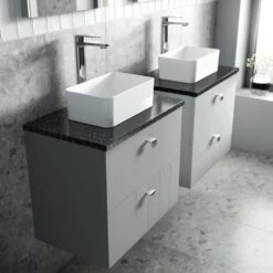 Nuie Blocks Satin Grey 600mm Wall Hung Vanity Unit & Black Worktop BLO202LSB 8 Nuie Blocks Satin Grey 600mm Wall Hung Vanity Unit & Black Worktop BLO202LSB -TAPS UK Sales nuie blocks satin grey 600mm wall hung vanity unit black worktop blo202lsb p42350 215318 image