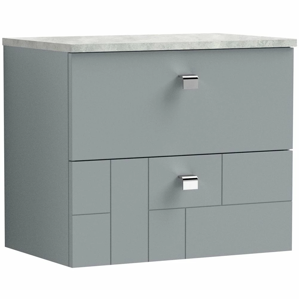 Nuie Blocks Satin Grey 600mm Wall Hung Vanity Unit & Grey Worktop BLO202LBG 3 Nuie Blocks Satin Grey 600mm Wall Hung Vanity Unit & Grey Worktop BLO202LBG