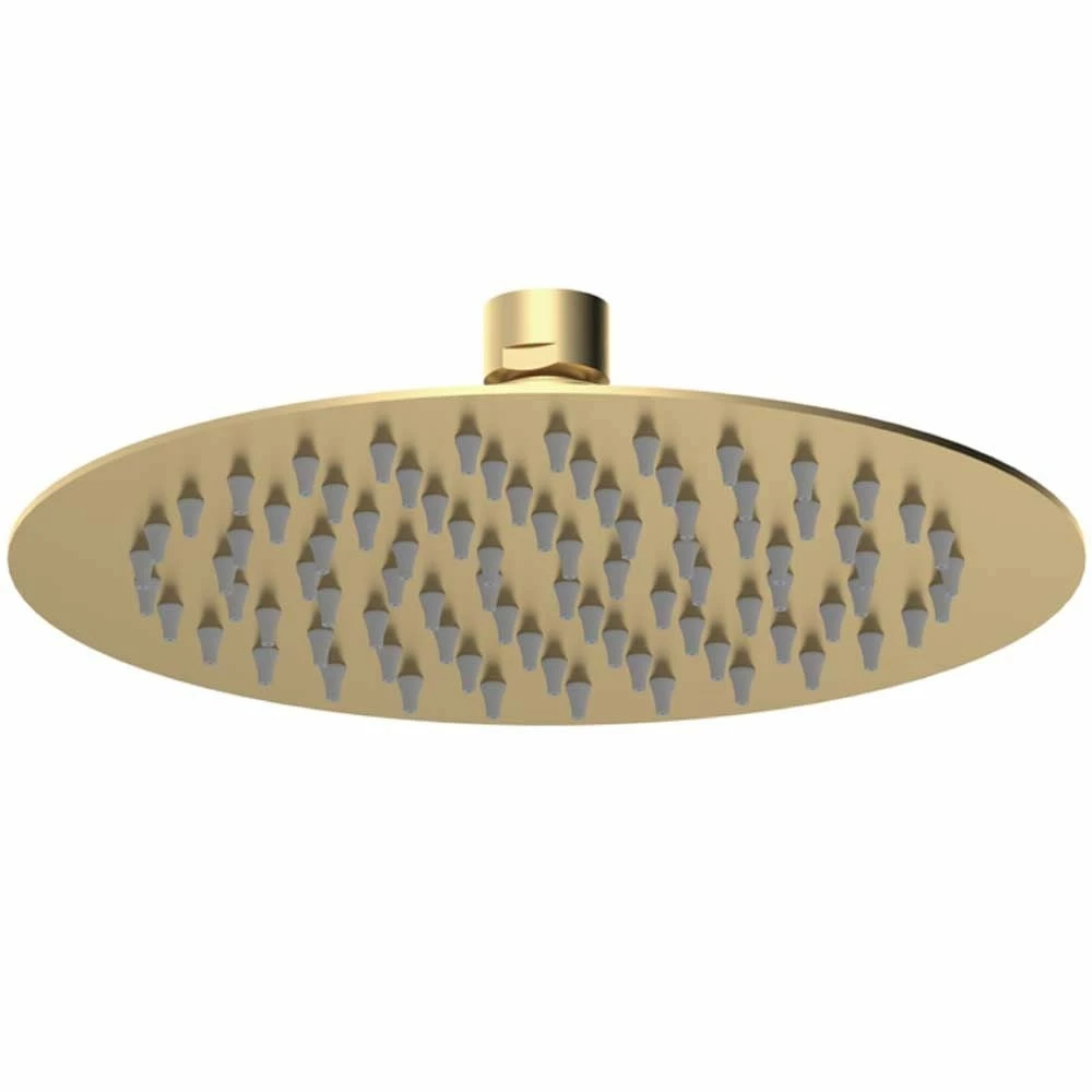 Nuie Brushed Brass Round Fixed Shower Head 200mm - A8082 3 Nuie Brushed Brass Round Fixed Shower Head 200mm - A8082