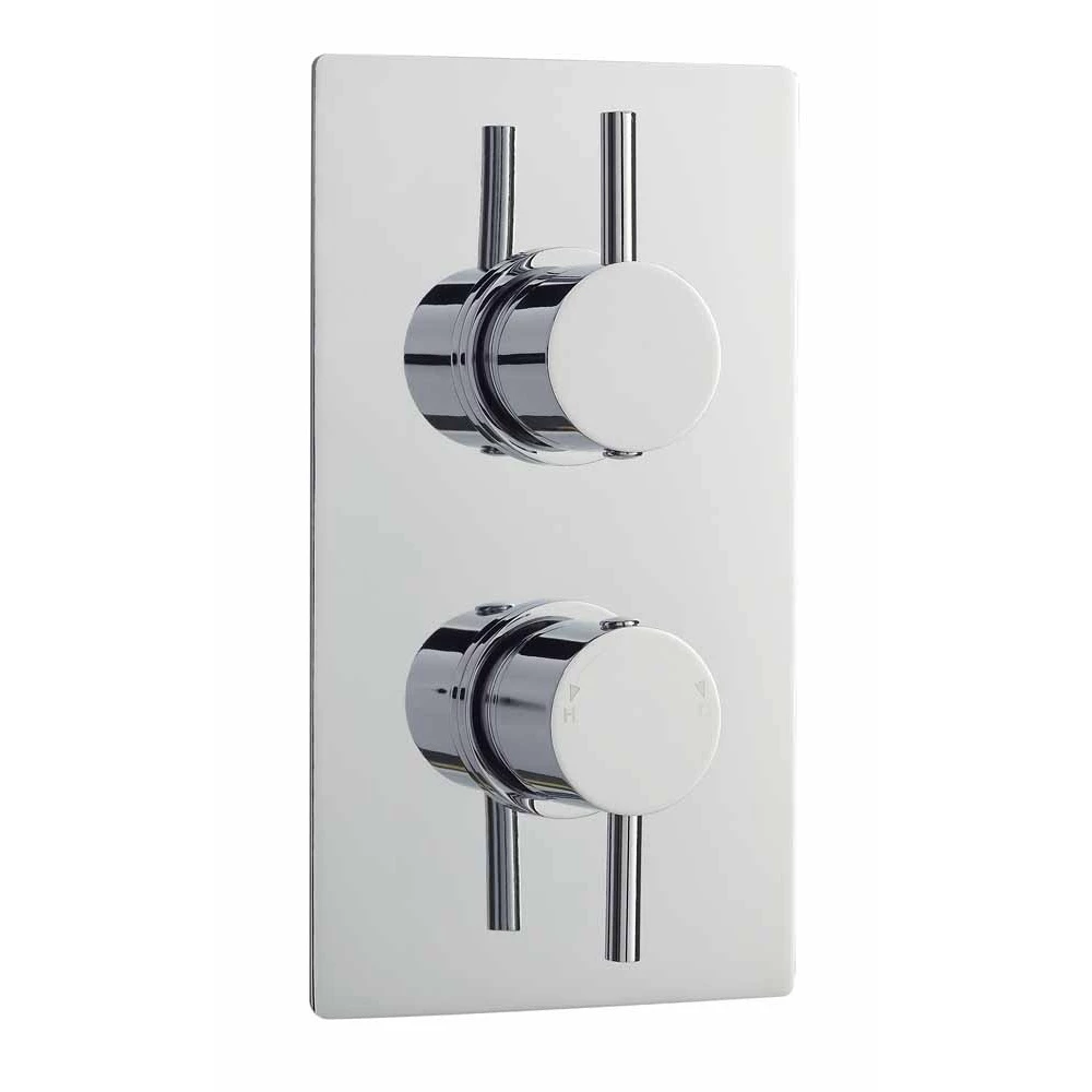 Nuie Chrome Quest Twin Thermostatic Shower Valve With Diverter - QUEV52 3 Nuie Chrome Quest Twin Thermostatic Shower Valve With Diverter - QUEV52