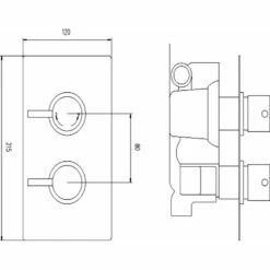 Nuie Chrome Quest Twin Thermostatic Shower Valve With Diverter - QUEV52 7 Nuie Chrome Quest Twin Thermostatic Shower Valve With Diverter - QUEV52 -TAPS UK Sales nuie chrome quest twin thermostatic shower valve with diverter quev52 p3284 141301 image