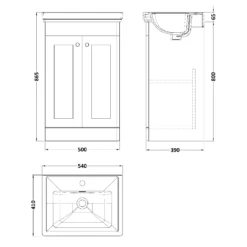 Nuie Classique Satin Green 500 Floor Standing 2-Door Vanity Unit & 1TH Basin -TAPS UK Sales nuie classique satin green 500 floor standing 2 door vanity unit 1th basin p73846 305488 image