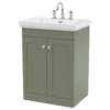 Nuie Classique Satin Green 600 Floor Standing 2-Door Vanity Unit & 3TH Basin -TAPS UK Sales nuie classique satin green 600 floor standing 2 door vanity unit 3th basin p73862 305522 image