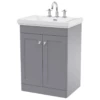 Nuie Classique Satin Grey 600 Floor Standing 2-Door Vanity Unit & 3TH Basin -TAPS UK Sales nuie classique satin grey 600 floor standing 2 door vanity unit 3th basin p73857 305510 image