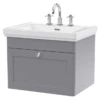Nuie Classique Satin Grey 600 Wall Hung 3-Drawer Vanity Unit & 3TH Basin -TAPS UK Sales nuie classique satin grey 600 wall hung 3 drawer vanity unit 3th basin p73805 305558 image