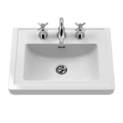 Front Page -TAPS UK Sales nuie classique satin white 500 wall hung 3 drawer vanity unit 3th basin p73856 305544 image