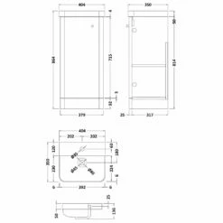 Nuie Core Gloss Grey Mist 400mm Floor Standing 1-Door Vanity Unit & Basin - COR402 -TAPS UK Sales nuie core gloss grey mist 400mm floor standing 1 door vanity unit basin cor402 p40705 201168 image