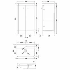 Nuie Core Gloss White 500mm Floor Standing 2-Door Vanity Unit & Basin - COR104 -TAPS UK Sales nuie core gloss white 500mm floor standing 2 door vanity unit basin cor104 p40703 201164 image