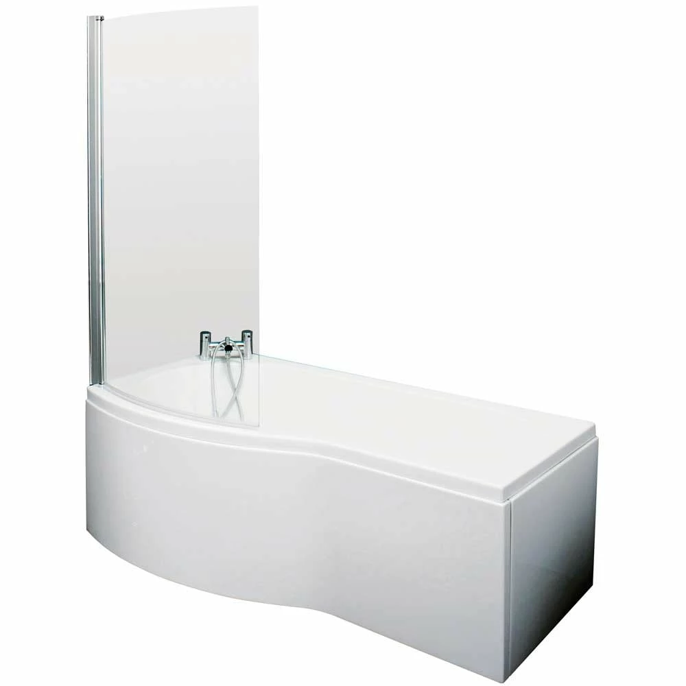 Nuie Curved B Shape 1500mm Shower Bath LH, Fixed Screen & White Panel 4 Nuie Curved B Shape 1500mm Shower Bath LH, Fixed Screen & White Panel - Image 2