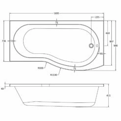 Nuie Curved B Shaped Single Ended Bath RH 1700x900x740 -TAPS UK Sales nuie curved b shaped single ended bath rh 1700x900x740 p34047 176089 image