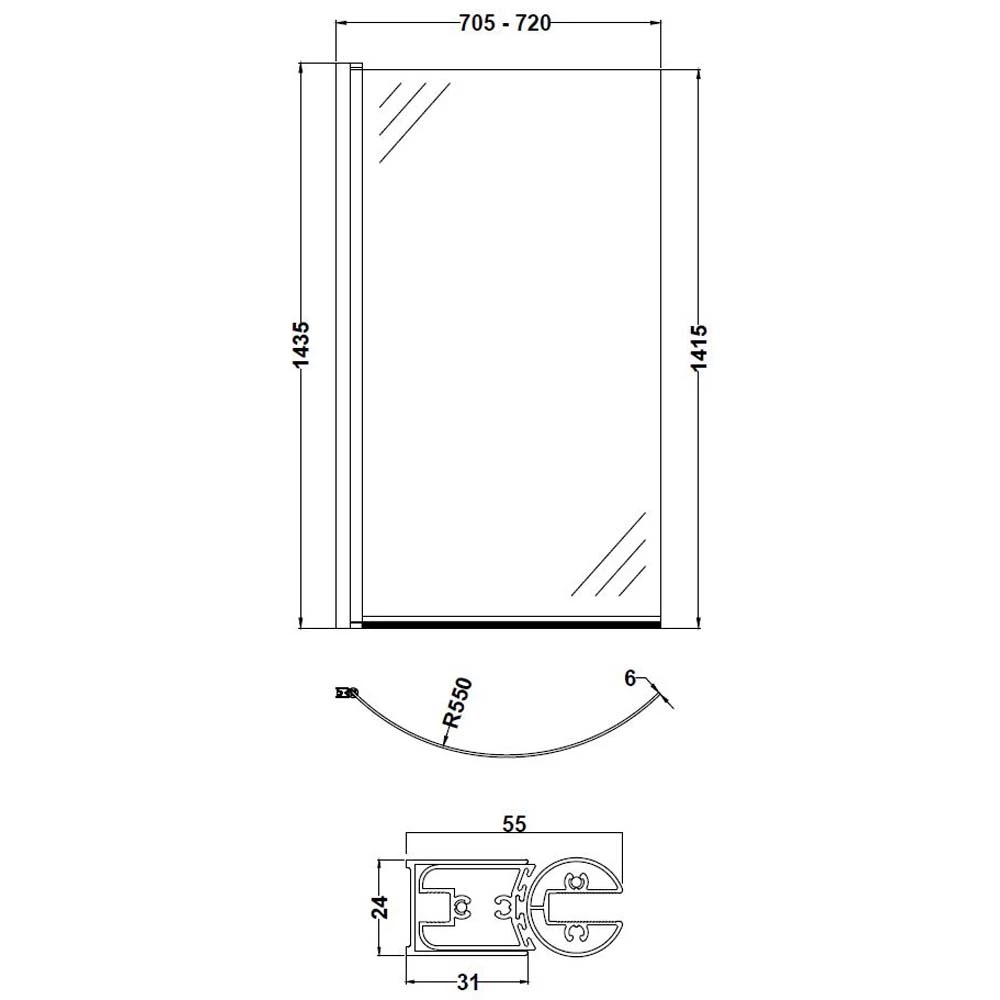 Nuie Curved P-Bath Screen - NCS0 4 Nuie Curved P-Bath Screen - NCS0 - Image 2