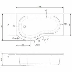 Nuie Curved P Shape 1500mm Shower Bath LH, Fixed Screen & White Panel -TAPS UK Sales nuie curved p shape 1500mm shower bath lh fixed screen white panel p34050 176078 image