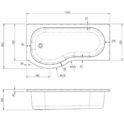 Nuie Curved P Shaped Single Ended Bath LH 1600x850x700 -TAPS UK Sales nuie curved p shaped single ended bath lh 1600x850x700 p34054 166172 image