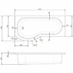 Nuie Curved P Shaped Single Ended Bath LH 1700x850x700 -TAPS UK Sales nuie curved p shaped single ended bath lh 1700x850x700 p34056 166178 image