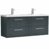 Nuie Deco Satin Anthracite 1200 Wall Hung 4-Drawer Vanity Unit & Double Basin -TAPS UK Sales nuie deco satin anthracite 1200 wall hung 4 drawer vanity unit double basin p62669 270999 image