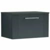 Nuie Deco Satin Anthracite 600mm Wall Hung Single Drawer Vanity Unit & Worktop -TAPS UK Sales nuie deco satin anthracite 600mm wall hung single drawer vanity unit worktop p62544 270565 image