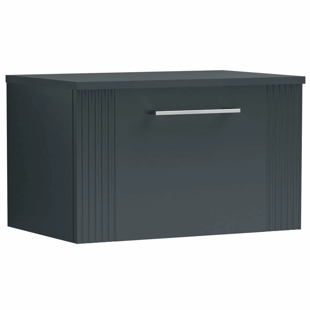 Nuie Deco Satin Anthracite 600mm Wall Hung Single Drawer Vanity Unit & Worktop 3 Nuie Deco Satin Anthracite 600mm Wall Hung Single Drawer Vanity Unit & Worktop