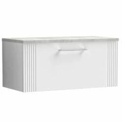 Nuie Deco Satin White 800mm Wall Hung Single Drawer Vanity Unit & Laminate Top