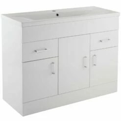 Nuie Eden Gloss White 1000mm Floor Standing Vanity & Mid-Edge Basin - VTMW1000