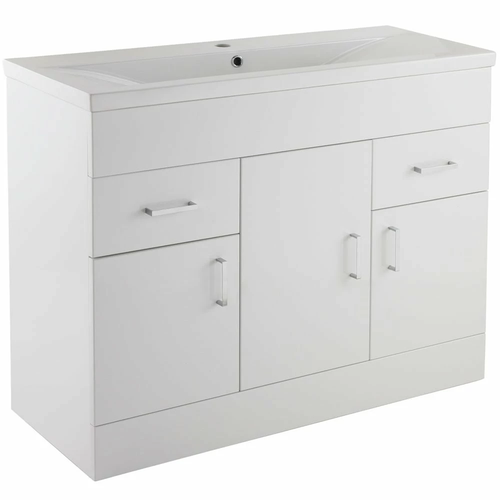 Nuie Eden Gloss White 1000mm Floor Standing Vanity & Mid-Edge Basin - VTMW1000 3 Nuie Eden Gloss White 1000mm Floor Standing Vanity & Mid-Edge Basin - VTMW1000
