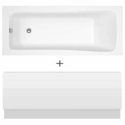 Nuie Linton Square Single Ended Straight Bath 1400x700 & Front Panel