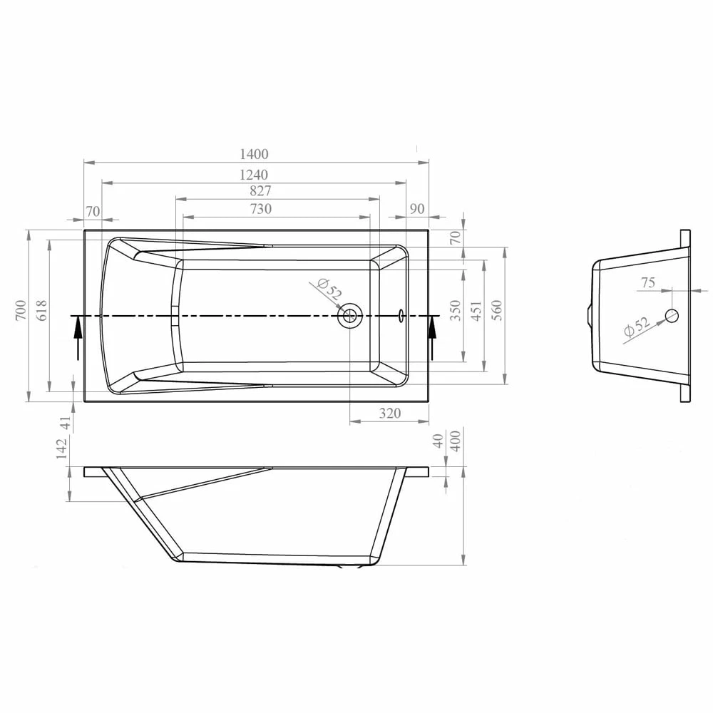 Nuie Linton Square Single Ended Straight Bath 1400x700 & Front Panel 6 Nuie Linton Square Single Ended Straight Bath 1400x700 & Front Panel - Image 4