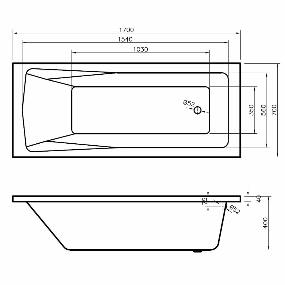 Nuie Linton Square Single Ended Straight Bath 1700x700 & Front Panel 6 Nuie Linton Square Single Ended Straight Bath 1700x700 & Front Panel - Image 4