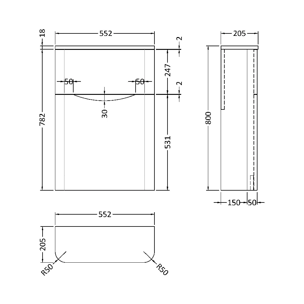 Nuie Lunar Satin Anthracite 550 Back To Wall WC Toilet Unit 4 Nuie Lunar Satin Anthracite 550 Back To Wall WC Toilet Unit - Image 2
