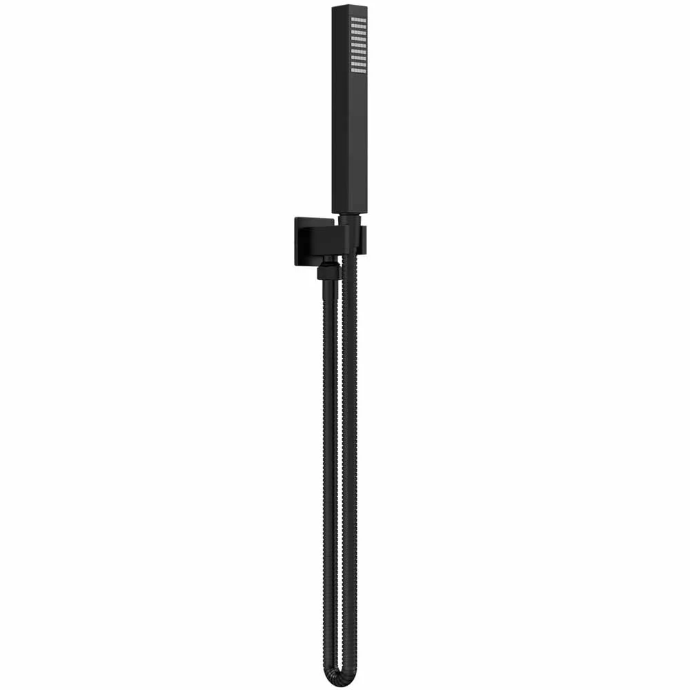 Nuie Matt Black Square Outlet Elbow With Parking Bracket, Flex And Handset -A4264 3 Nuie Matt Black Square Outlet Elbow With Parking Bracket, Flex And Handset -A4264