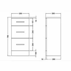 Nuie Mayford Gloss White 350x300mm 3 Drawer Cabinet - PRC135 -TAPS UK Sales nuie mayford gloss white 350x300mm 3 drawer cabinet prc135 p29739 145652 image
